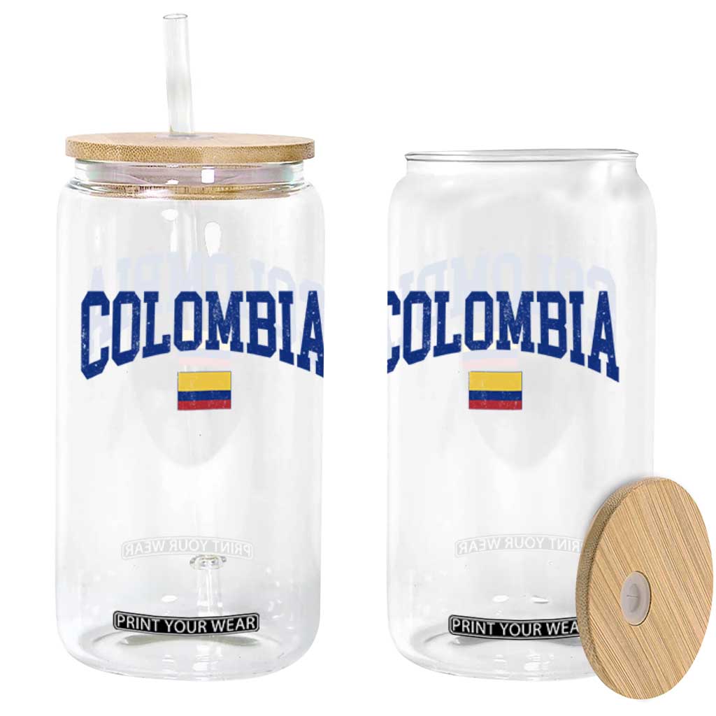 Colombia Football Throwback Design Vintage Colombian Flag Jersey Style Glass Can TS11 Print Your Wear