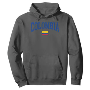 Colombia Football Throwback Design Vintage Colombian Flag Jersey Style Hoodie TS11 Dark Heather Print Your Wear