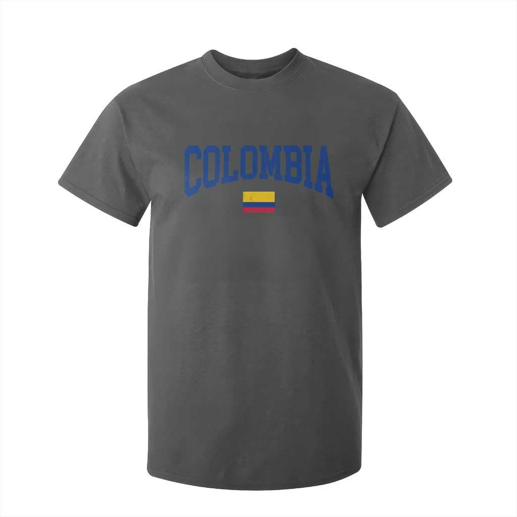 Colombia Football Throwback Design Vintage Colombian Flag Jersey Style T Shirt For Kid TS11 Dark Heather Print Your Wear
