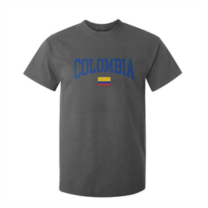 Colombia Football Throwback Design Vintage Colombian Flag Jersey Style T Shirt For Kid TS11 Dark Heather Print Your Wear