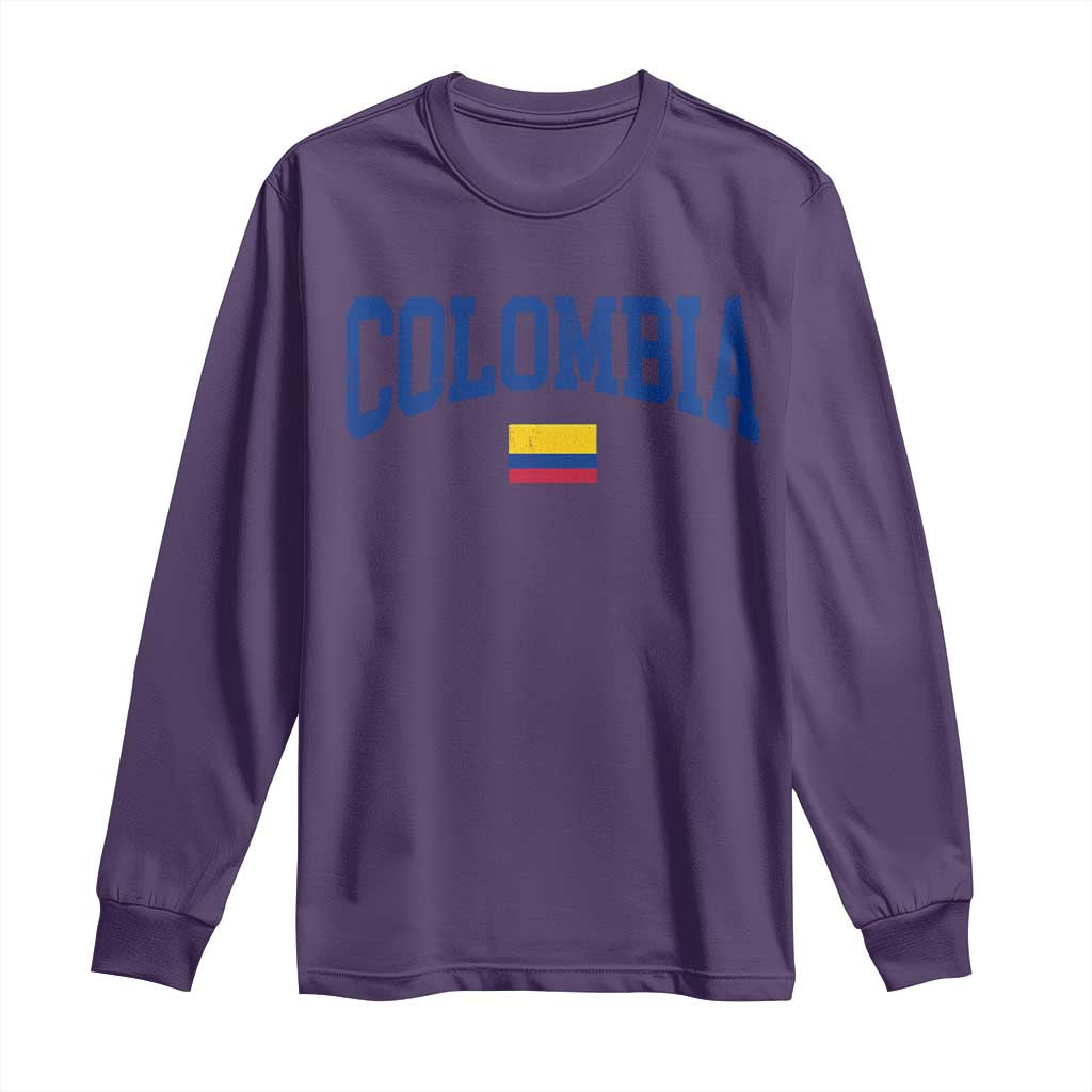 Colombia Football Throwback Design Vintage Colombian Flag Jersey Style Long Sleeve Shirt TS11 Purple Print Your Wear