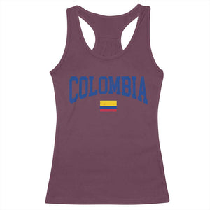 Colombia Football Throwback Design Vintage Colombian Flag Jersey Style Racerback Tank Top TS11 Maroon Print Your Wear