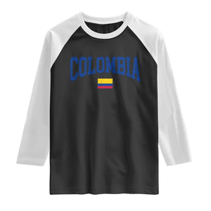 Colombia Football Throwback Design Vintage Colombian Flag Jersey Style Raglan Shirt TS11 Black White Print Your Wear