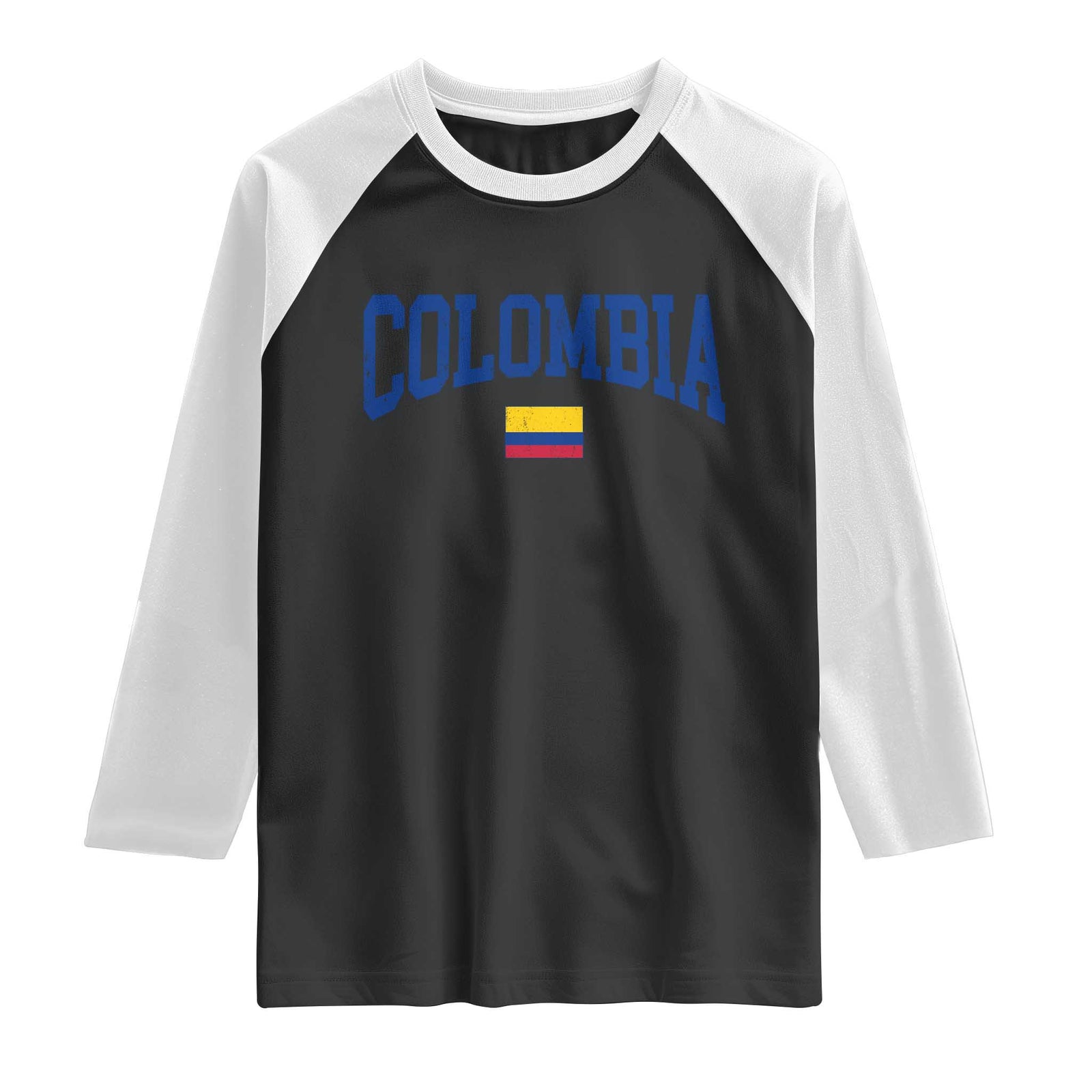 Colombia Football Throwback Design Vintage Colombian Flag Jersey Style Raglan Shirt TS11 Black White Print Your Wear