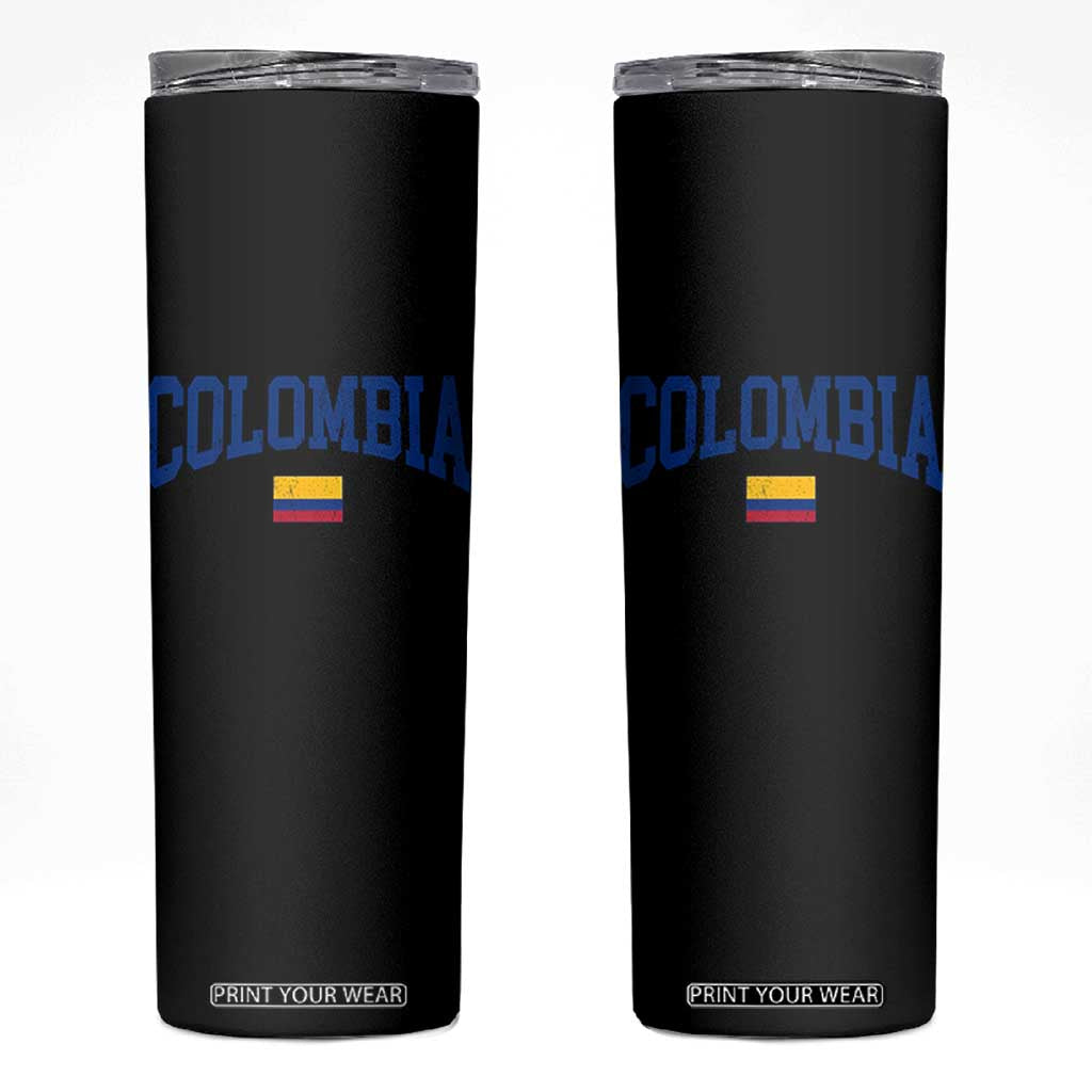 Colombia Football Throwback Design Vintage Colombian Flag Jersey Style Skinny Tumbler TS11 Black Print Your Wear