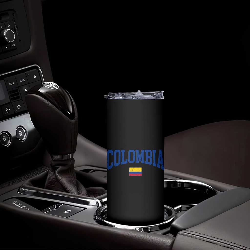 Colombia Football Throwback Design Vintage Colombian Flag Jersey Style Skinny Tumbler TS11 Print Your Wear