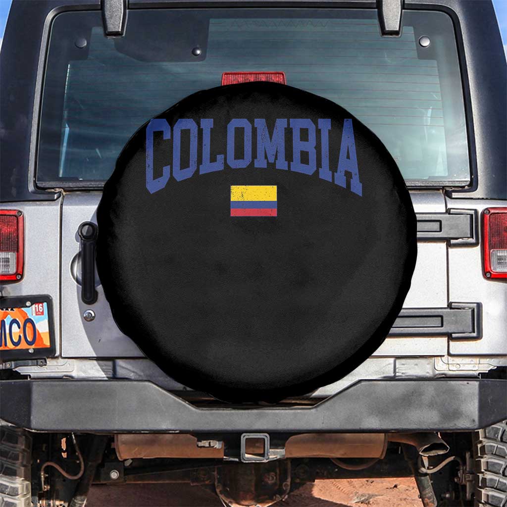 Colombia Football Throwback Design Vintage Colombian Flag Jersey Style Spare Tire Cover TS11 No hole Black Print Your Wear