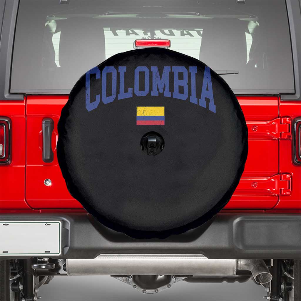 Colombia Football Throwback Design Vintage Colombian Flag Jersey Style Spare Tire Cover TS11 Black Print Your Wear