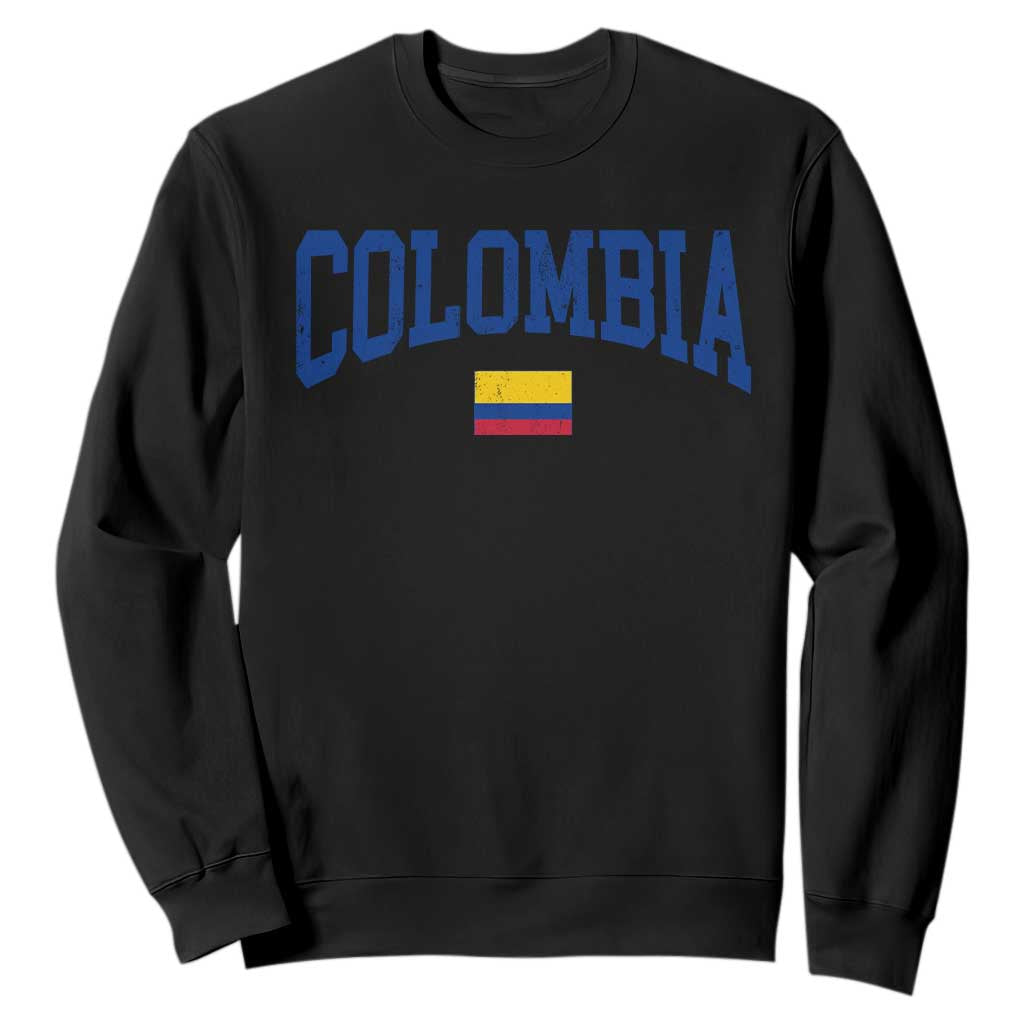 Colombia Football Throwback Design Vintage Colombian Flag Jersey Style Sweatshirt TS11 Black Print Your Wear