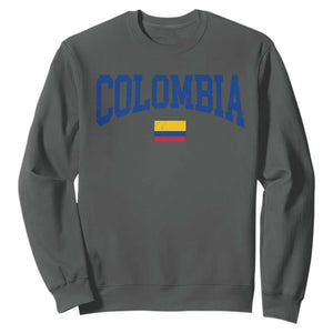 Colombia Football Throwback Design Vintage Colombian Flag Jersey Style Sweatshirt TS11 Dark Heather Print Your Wear