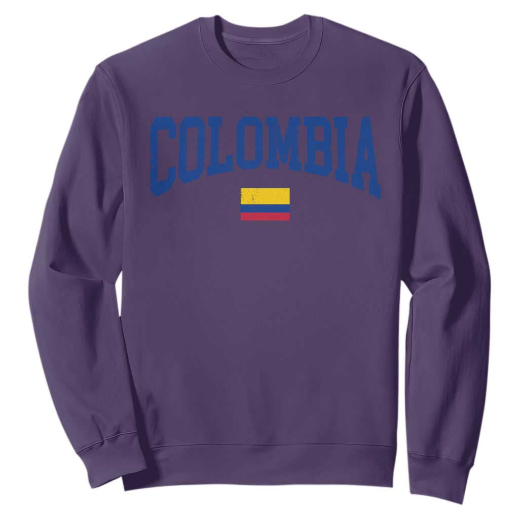 Colombia Football Throwback Design Vintage Colombian Flag Jersey Style Sweatshirt TS11 Purple Print Your Wear
