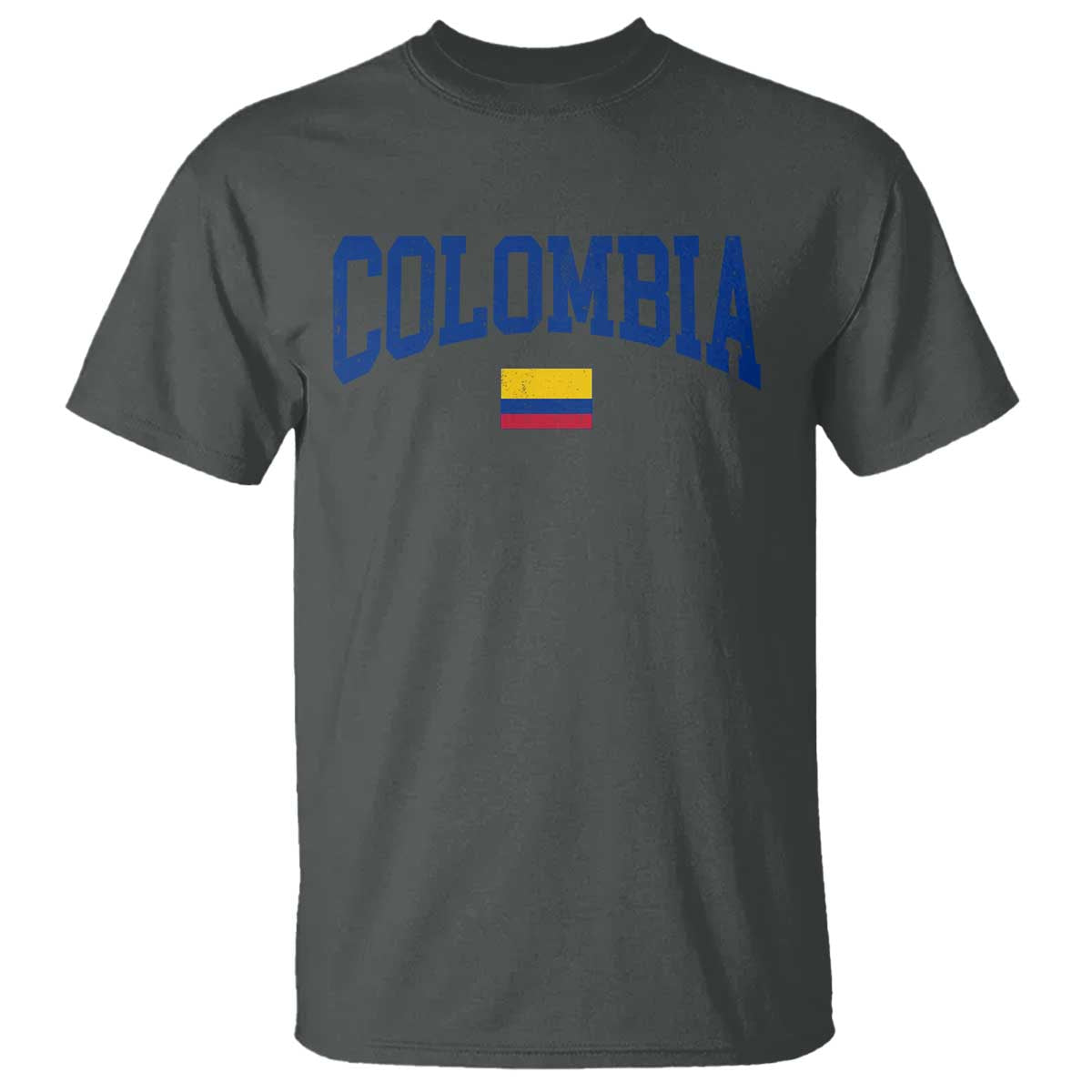 Colombia Football Throwback Design Vintage Colombian Flag Jersey Style T Shirt TS11 Dark Heather Print Your Wear