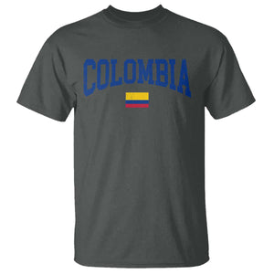 Colombia Football Throwback Design Vintage Colombian Flag Jersey Style T Shirt TS11 Dark Heather Print Your Wear