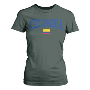 Colombia Football Throwback Design Vintage Colombian Flag Jersey Style T Shirt For Women TS11 Dark Forest Green Print Your Wear