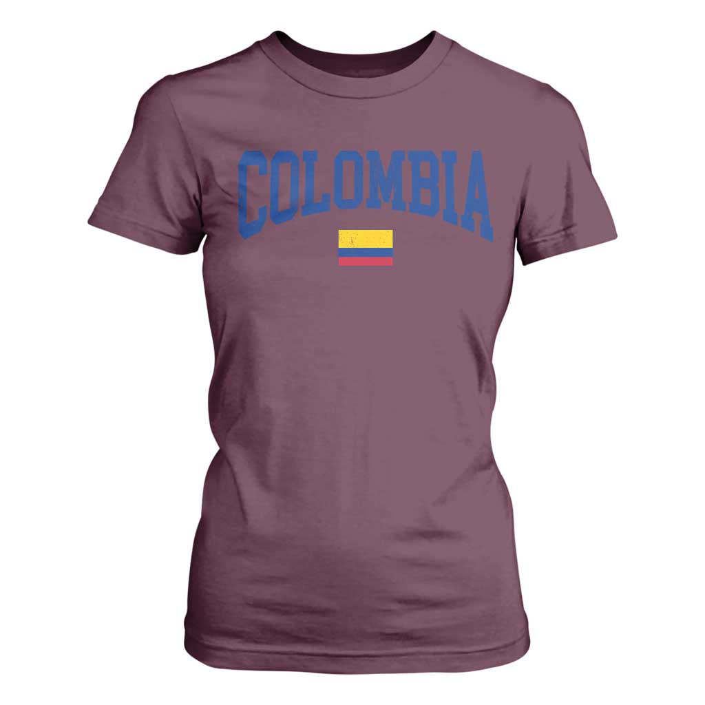Colombia Football Throwback Design Vintage Colombian Flag Jersey Style T Shirt For Women TS11 Maroon Print Your Wear