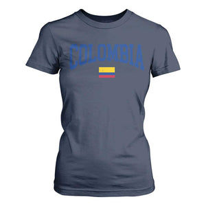 Colombia Football Throwback Design Vintage Colombian Flag Jersey Style T Shirt For Women TS11 Navy Print Your Wear