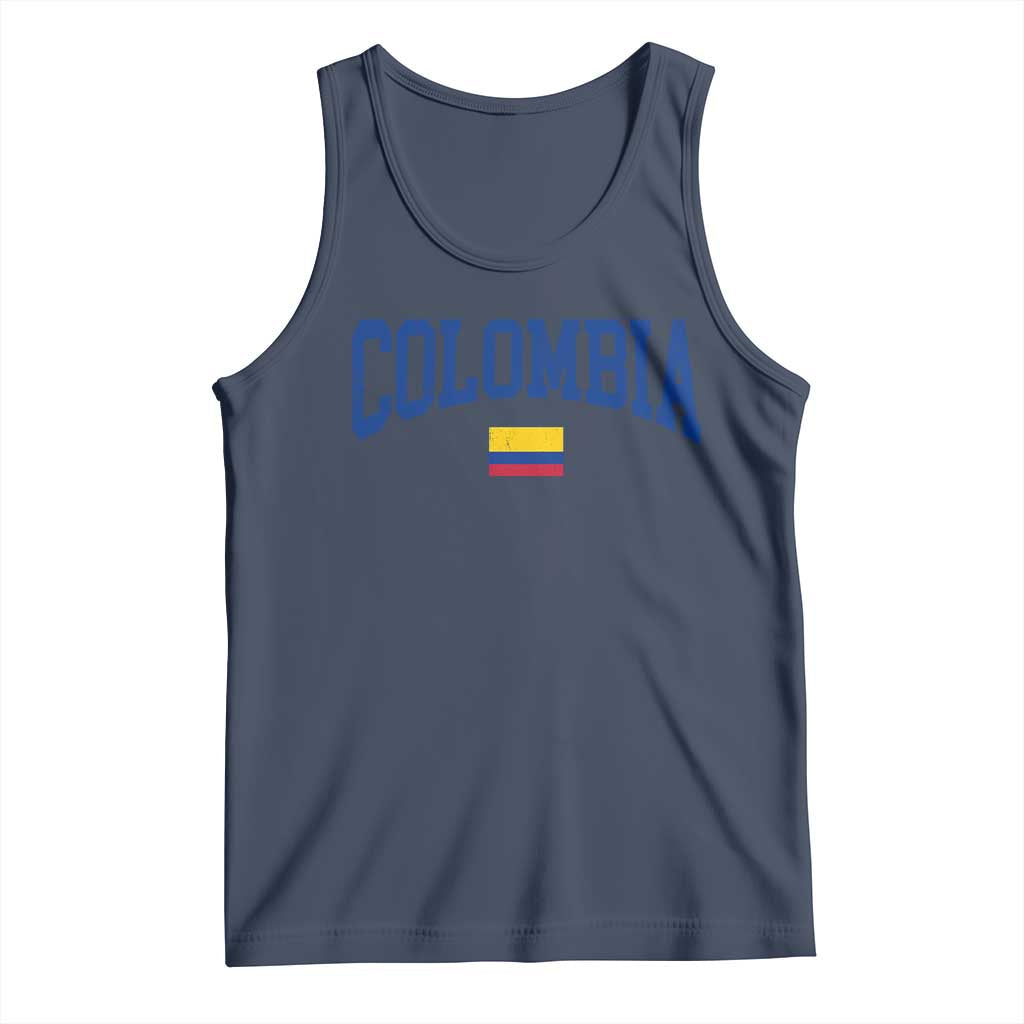 Colombia Football Throwback Design Vintage Colombian Flag Jersey Style Tank Top TS11 Navy Print Your Wear
