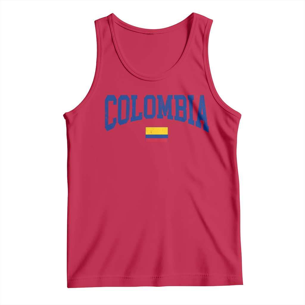 Colombia Football Throwback Design Vintage Colombian Flag Jersey Style Tank Top TS11 Red Print Your Wear
