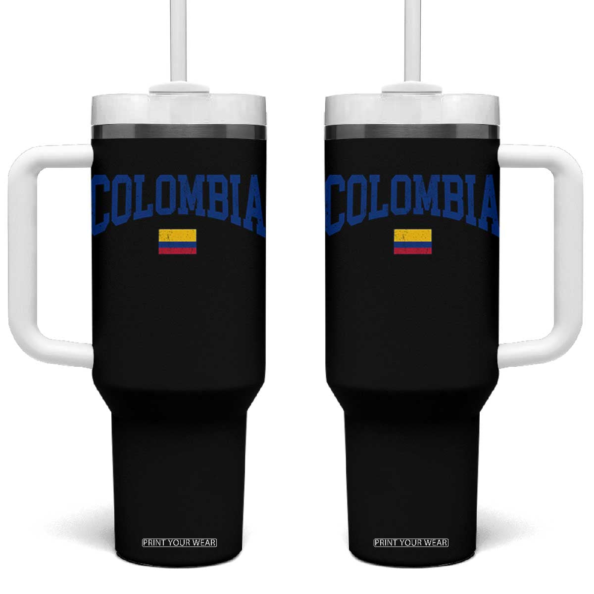 Colombia Football Throwback Design Vintage Colombian Flag Jersey Style Tumbler With Handle TS11 One Size: 40 oz Black Print Your Wear