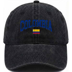 Colombia Football Throwback Design Vintage Colombian Flag Jersey Style Washed Cotton Baseball Cap TS11 Print Your Wear
