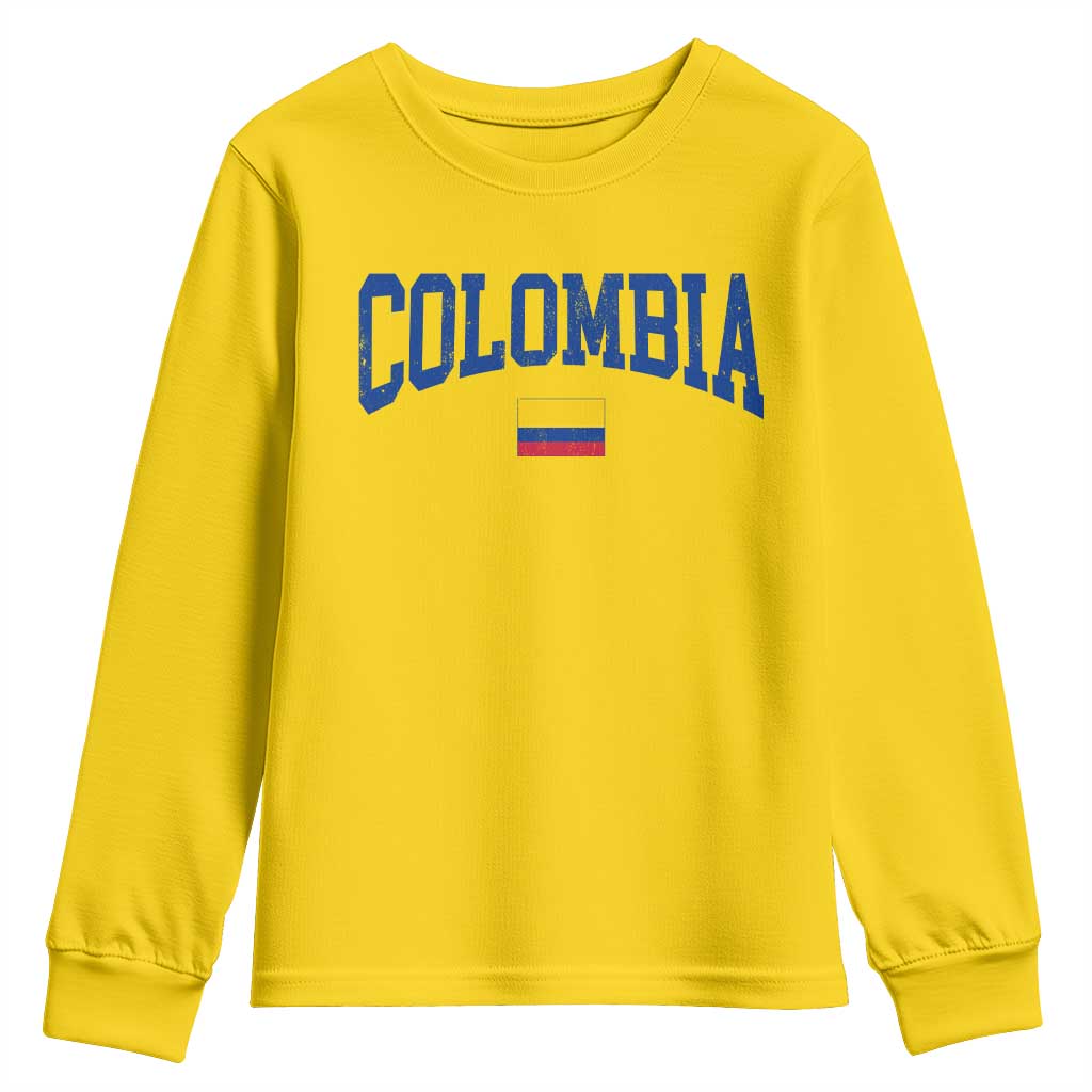 Colombia Football Throwback Design Vintage Colombian Flag Jersey Style Youth Sweatshirt TS11 Daisy Print Your Wear