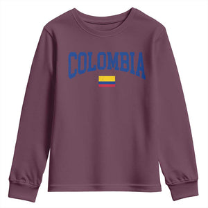 Colombia Football Throwback Design Vintage Colombian Flag Jersey Style Youth Sweatshirt TS11 Maroon Print Your Wear