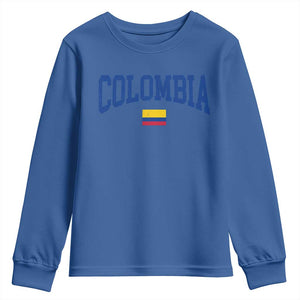 Colombia Football Throwback Design Vintage Colombian Flag Jersey Style Youth Sweatshirt TS11 Royal Blue Print Your Wear