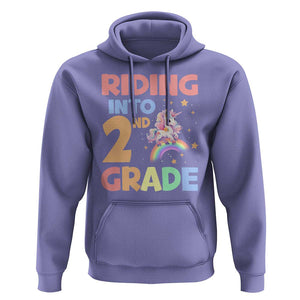 Back To School Unicorn Hoodie Riding Into 2nd Grade Rainbow Star TS11 Violet Print Your Wear
