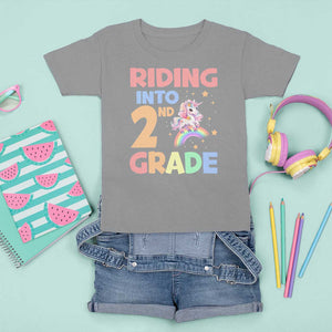 Back To School Unicorn T Shirt For Kid Riding Into 2nd Grade Rainbow Star TS11 Sport Gray Print Your Wear
