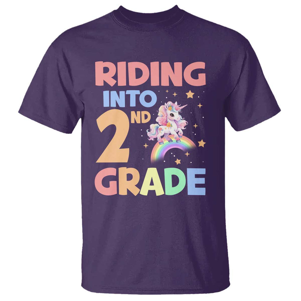 Back To School Unicorn T Shirt Riding Into 2nd Grade Rainbow Star TS11 Purple Print Your Wear
