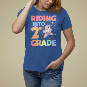 Back To School Unicorn T Shirt For Women Riding Into 2nd Grade Rainbow Star TS11 Royal Blue Print Your Wear