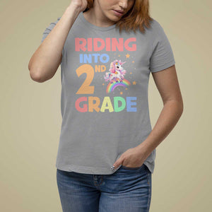 Back To School Unicorn T Shirt For Women Riding Into 2nd Grade Rainbow Star TS11 Sport Gray Print Your Wear