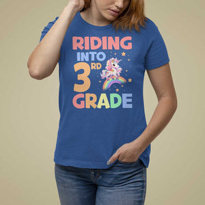 Back To School Unicorn T Shirt For Women Riding Into 3rd Grade Rainbow Star TS11 Royal Blue Print Your Wear