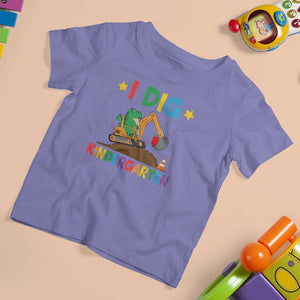 I Dig Kindergarten T Shirt For Kid Back To School Dinosaur Truck Construction TS11 Violet Print Your Wear