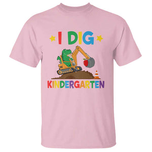 I Dig Kindergarten T Shirt Back To School Dinosaur Truck Construction TS11 Light Pink Print Your Wear