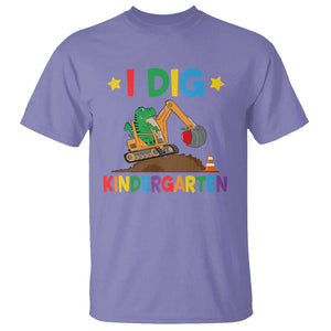I Dig Kindergarten T Shirt Back To School Dinosaur Truck Construction TS11 Violet Print Your Wear