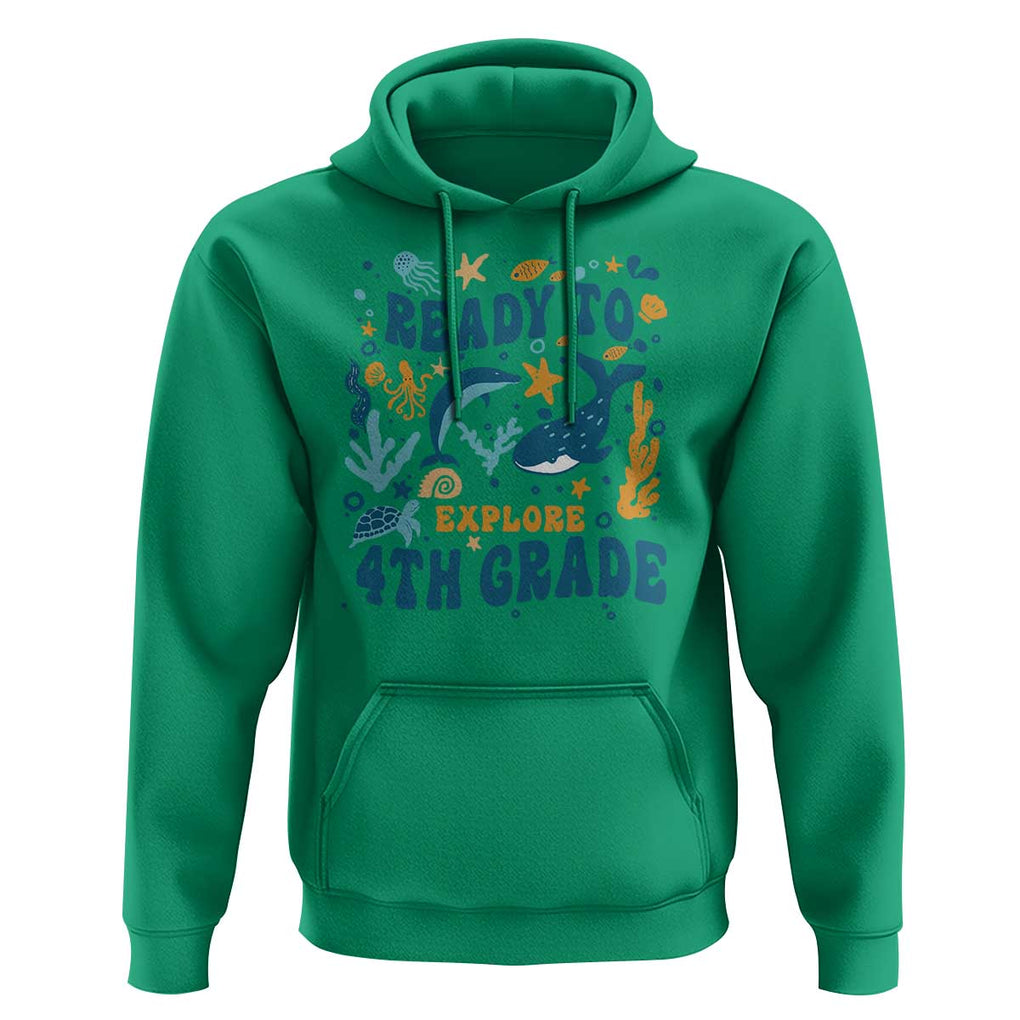 Funny Back To School Sea Animals Hoodie Ready To Explore 4TH Grade Whale Turtle TS11 Irish Green Print Your Wear