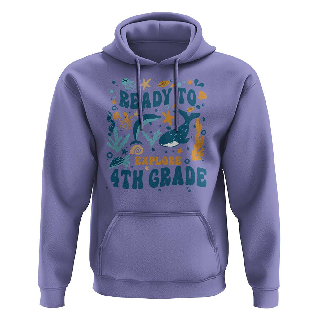 Funny Back To School Sea Animals Hoodie Ready To Explore 4TH Grade Whale Turtle TS11 Violet Print Your Wear