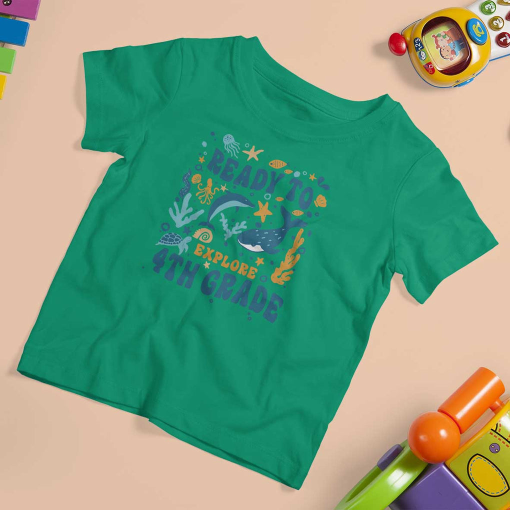 Funny Back To School Sea Animals T Shirt For Kid Ready To Explore 4TH Grade Whale Turtle TS11 Irish Green Print Your Wear