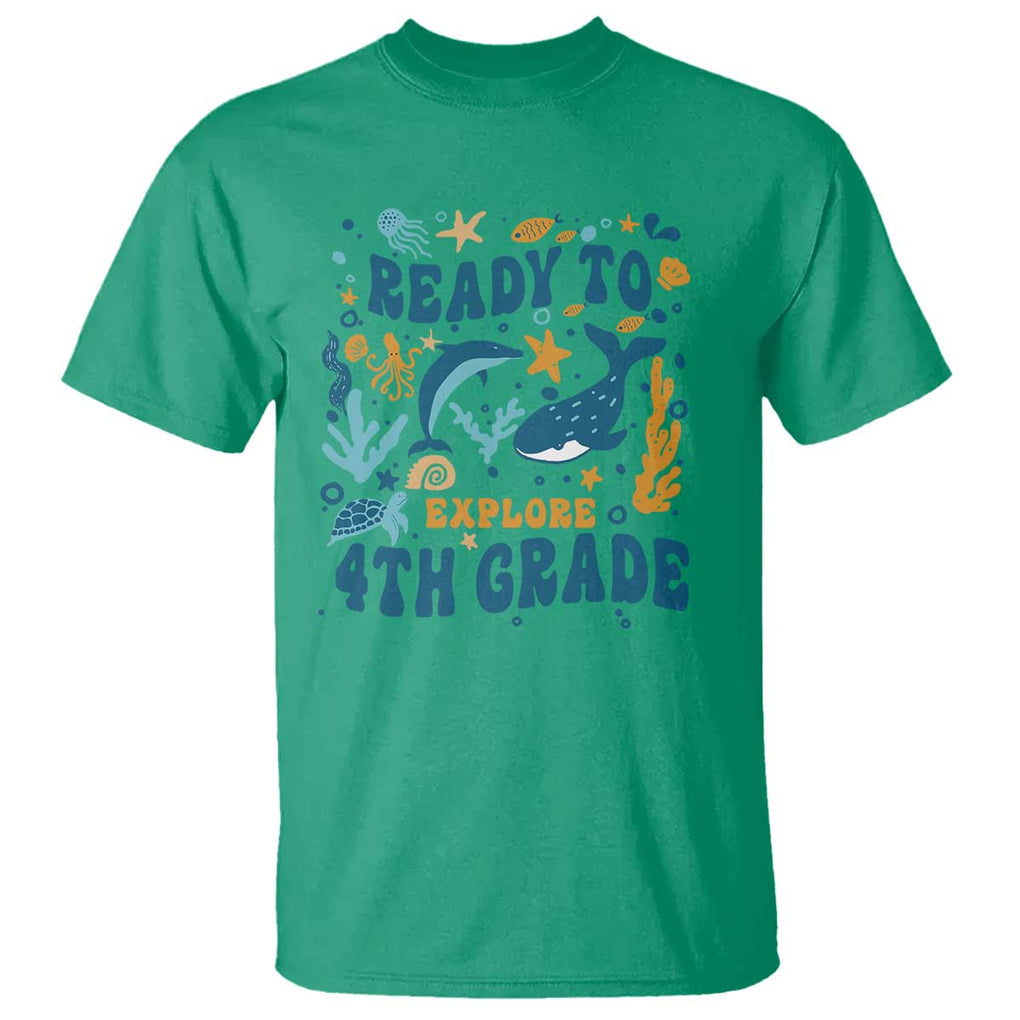 Funny Back To School Sea Animals T Shirt Ready To Explore 4TH Grade Whale Turtle TS11 Irish Green Print Your Wear