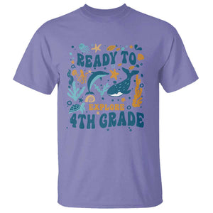Funny Back To School Sea Animals T Shirt Ready To Explore 4TH Grade Whale Turtle TS11 Violet Print Your Wear