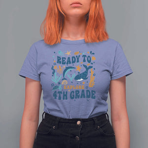 Funny Back To School Sea Animals T Shirt For Women Ready To Explore 4TH Grade Whale Turtle TS11 Violet Print Your Wear