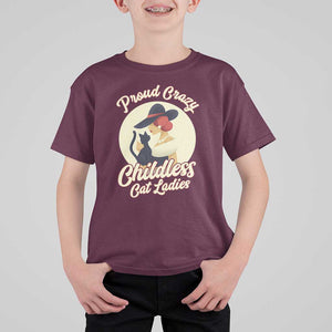 Proud Crazy Childless Cat Lady T Shirt For Kid Black Kitten Woman Election TS11 Maroon Print Your Wear