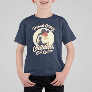 Proud Crazy Childless Cat Lady T Shirt For Kid Black Kitten Woman Election TS11 Navy Print Your Wear
