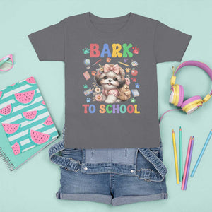 Funny Bark To School T Shirt For Kid Shih Tzu Dogs School Supplies Paw TS11 Charcoal Print Your Wear