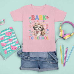 Funny Bark To School T Shirt For Kid Shih Tzu Dogs School Supplies Paw TS11 Light Pink Print Your Wear