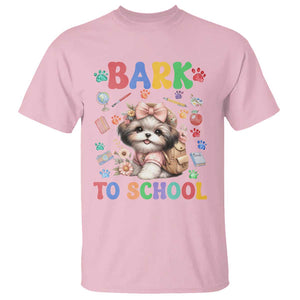 Funny Bark To School T Shirt Shih Tzu Dogs School Supplies Paw TS11 Light Pink Print Your Wear