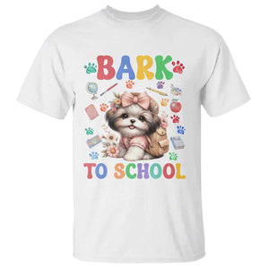 Funny Bark To School T Shirt Shih Tzu Dogs School Supplies Paw TS11 White Print Your Wear
