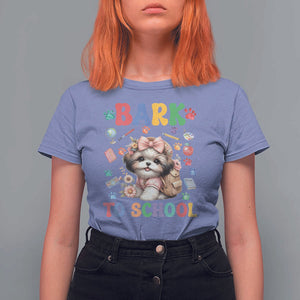 Funny Bark To School T Shirt For Women Shih Tzu Dogs School Supplies Paw TS11 Violet Print Your Wear