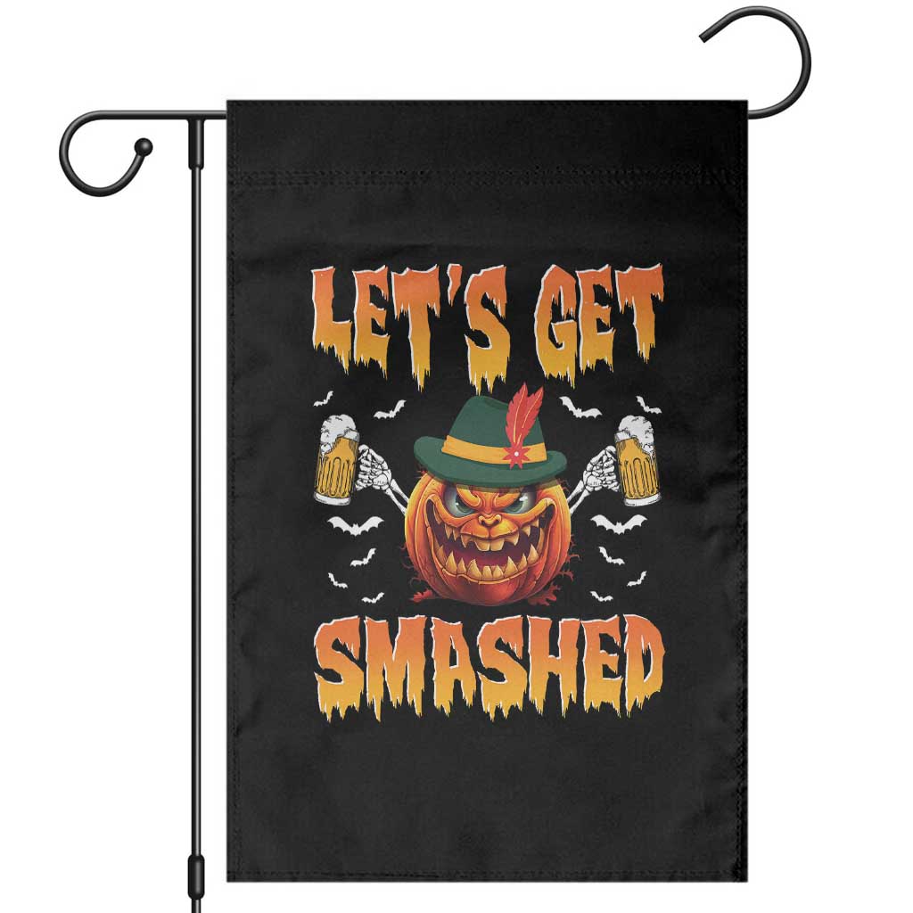 Funny Let's Get Smashed Garden Flag Oktoberfest Pumpkin Beer Tyrolean Hat TS11 Black Print Your Wear
